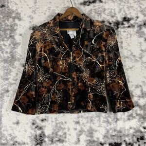 Joseph Ribkoff Trends Jacket‎ Womens Size 8 Embellished Velour Zip Up Cropped